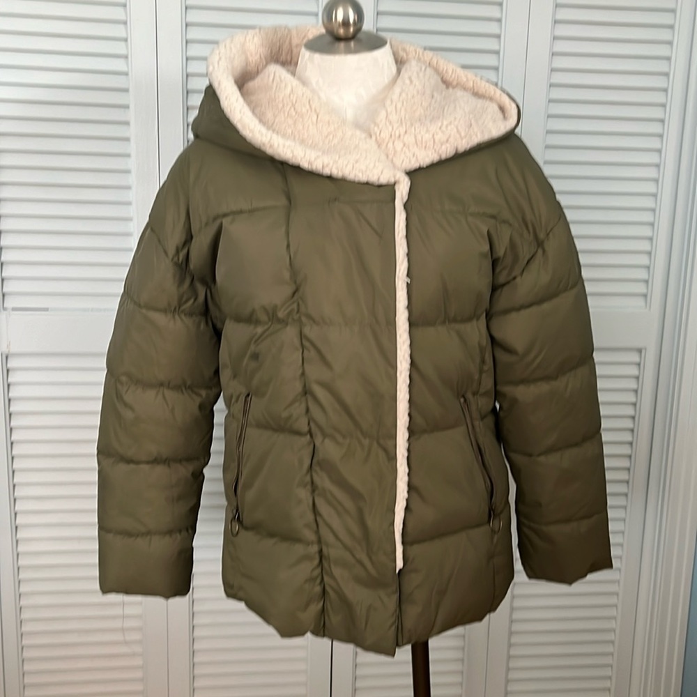 Ana Puffy Jacket, size S, Moss Green, NWOT